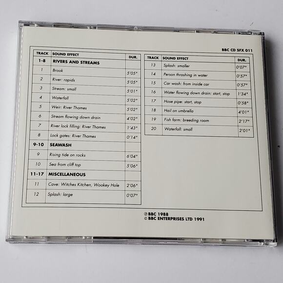 BBC Sound Effects Library International Disc 11 Water CD 1991 - Picture 2 of 3